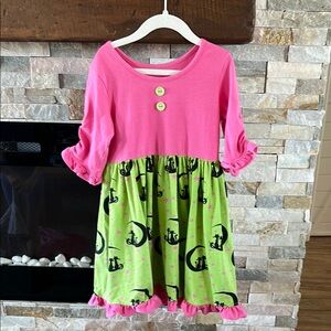 Pink and Green Ruffled Midi Sundress